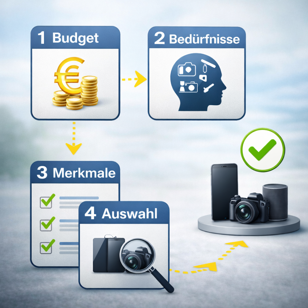 Schritt-für-Schritt-Entscheidungshilfe beim Technikkauf – Wegweiser von Budget und Bedürfnissen zur richtigen Geräteauswahl