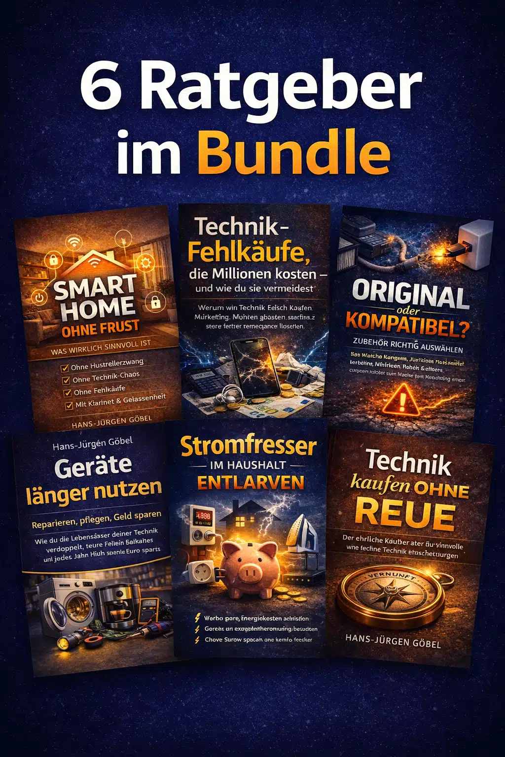 6 Ratgeber-Bundle von Hans-Jürgen Göbel: Smart Home ohne Frust, Technik-Fehlkäufe vermeiden, Stromfresser entlarven, Geräte reparieren, nachhaltige Technik-Nutzung