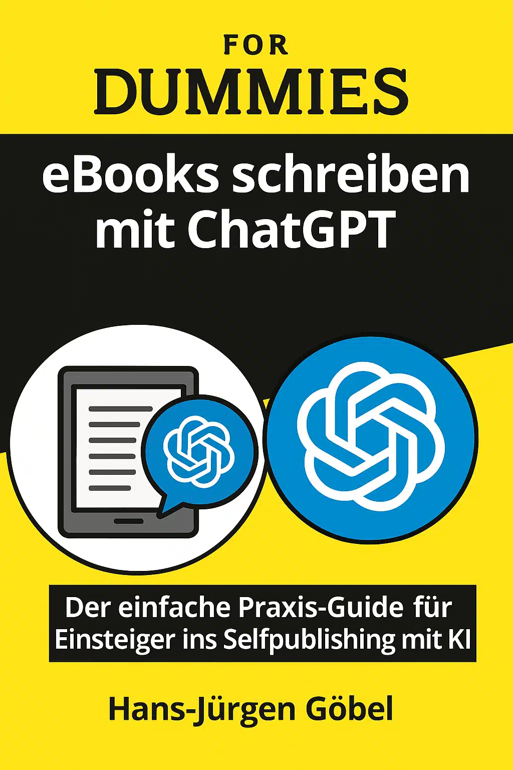 eBooks schreiben mit ChatGPT: KI-Guide für Selfpublisher 2026 – Cover mit ChatGPT-Logo und eBook-Symbol